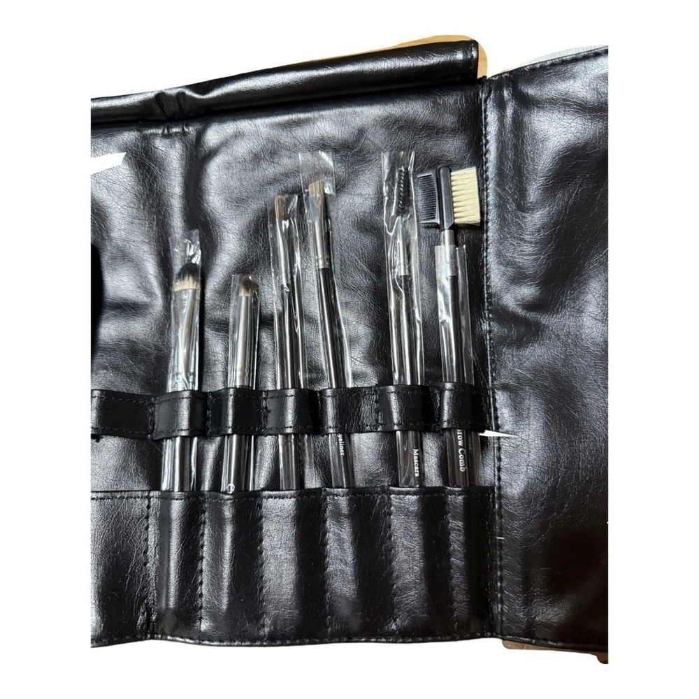 Makeup Artist Style Brush Set Black Faux Leather Case NWOT - Picture 2 of 5